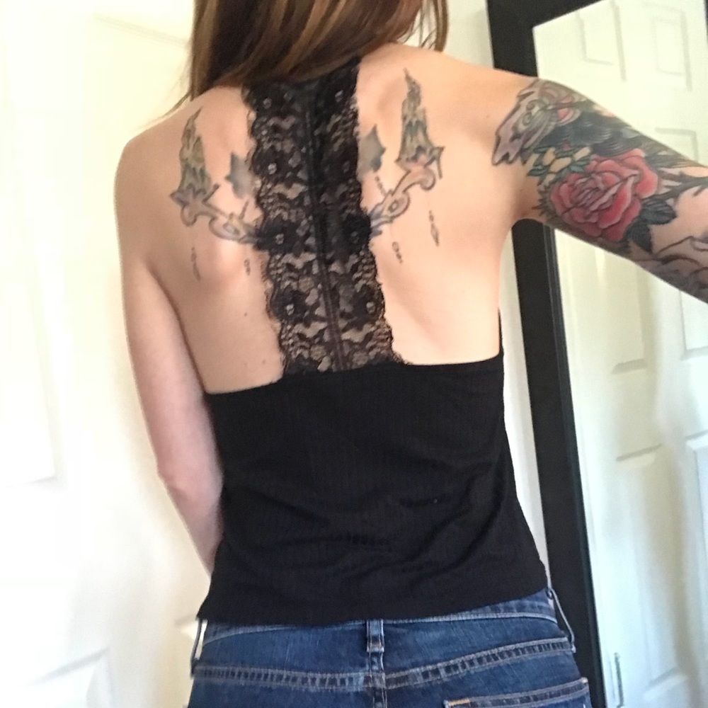 TOPSHOP lace racer back crop tank
